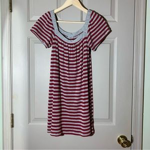 Splendid sparkle striped shirt dress mini knit maroon grey silver lurex NWT XS